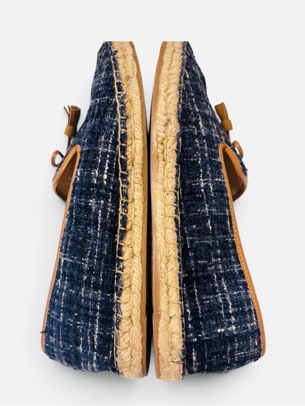 Talbots Izzy Tassel Espadrilles Navy Bouclé Tweed Loafers 10M - Picture 5 of 10